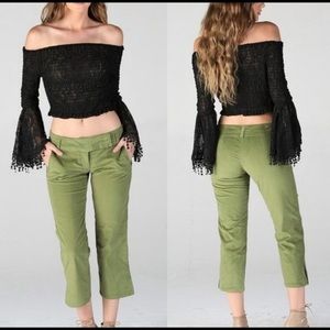 New! SOFT Velvet Neutral Green Capris Pants